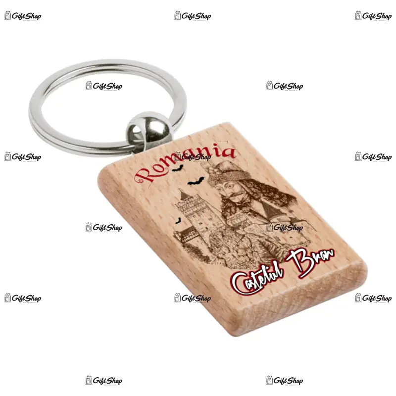 Castelul bran, vlad tepes, breloc din lemn, model 001